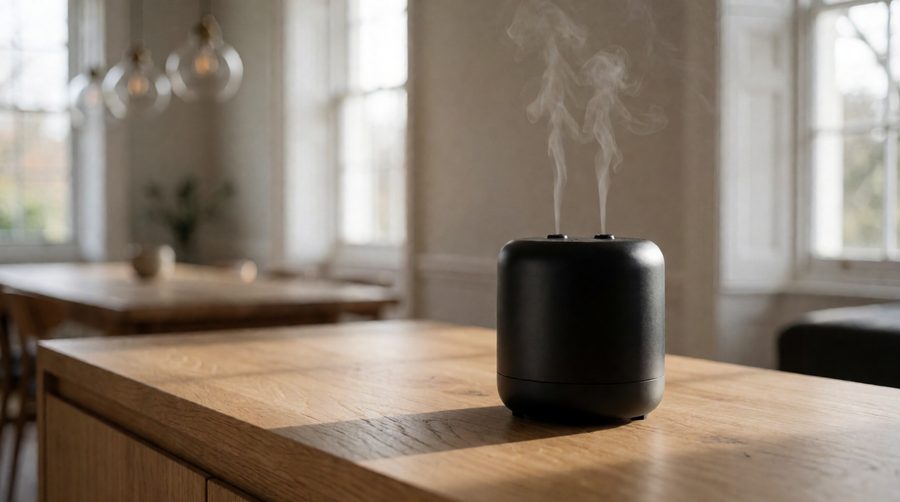 Waterless diffuser for a large room on a sideboard in an open-plan kitchen-diner