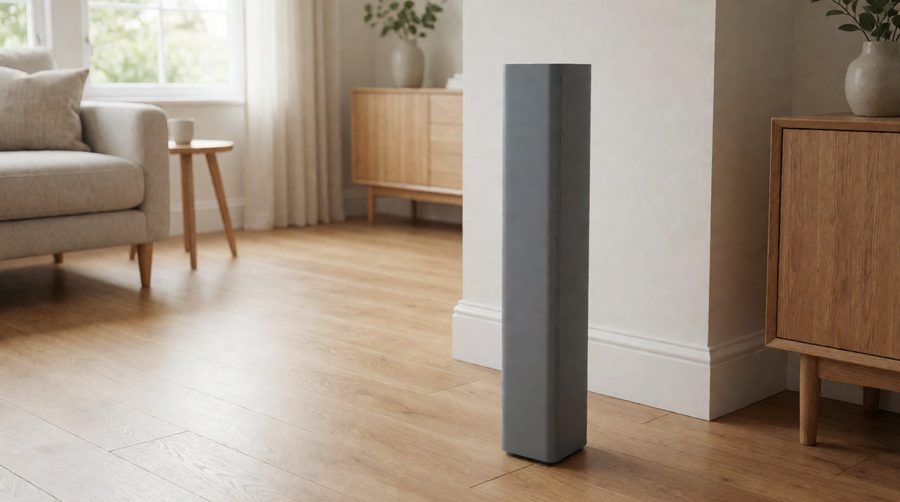 Large room diffuser standing in a bright open-plan living room